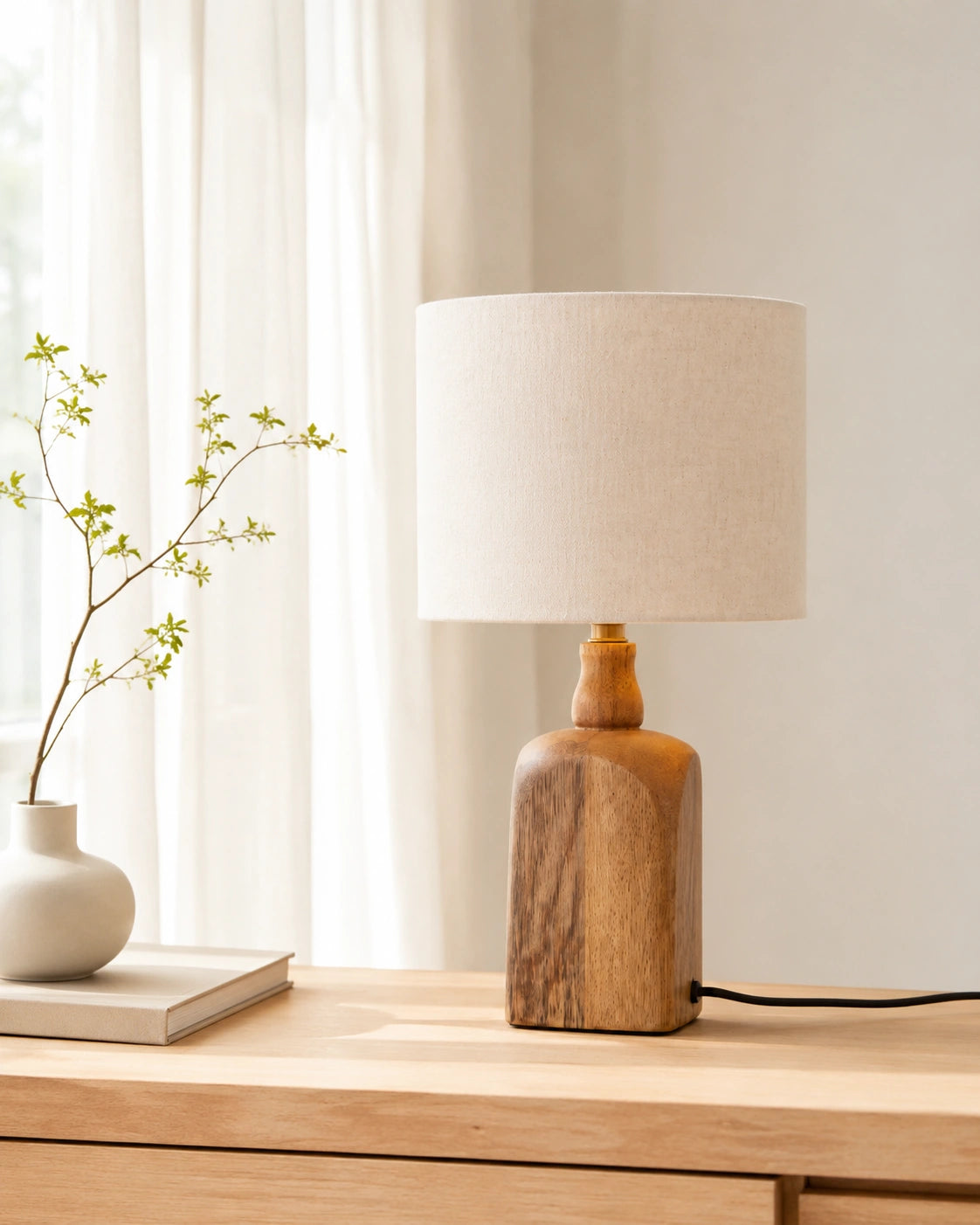 Lampe de chevet bois vintage