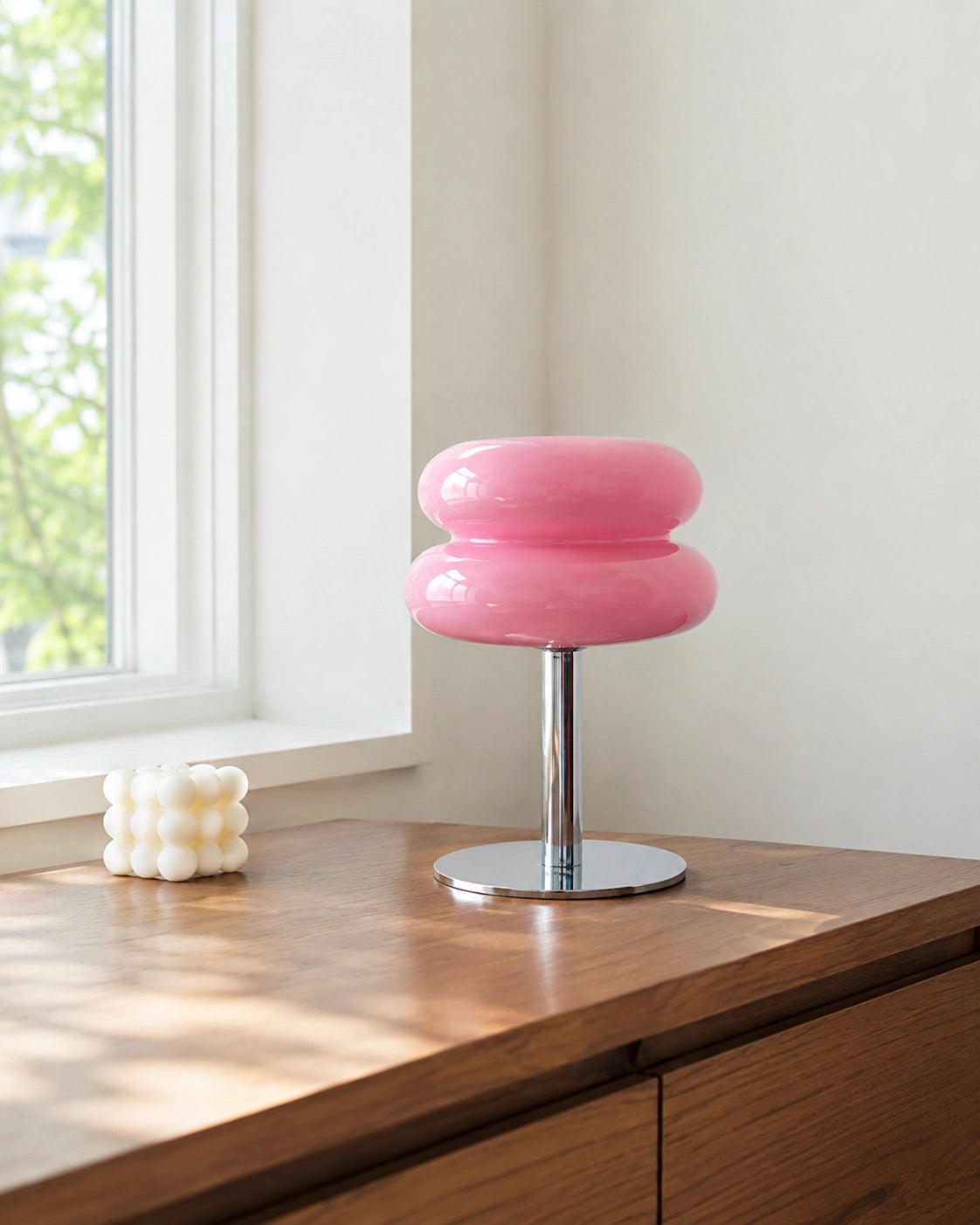 Lampe de chevet macaron rose