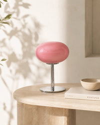Lampe de chevet en verre rose retro