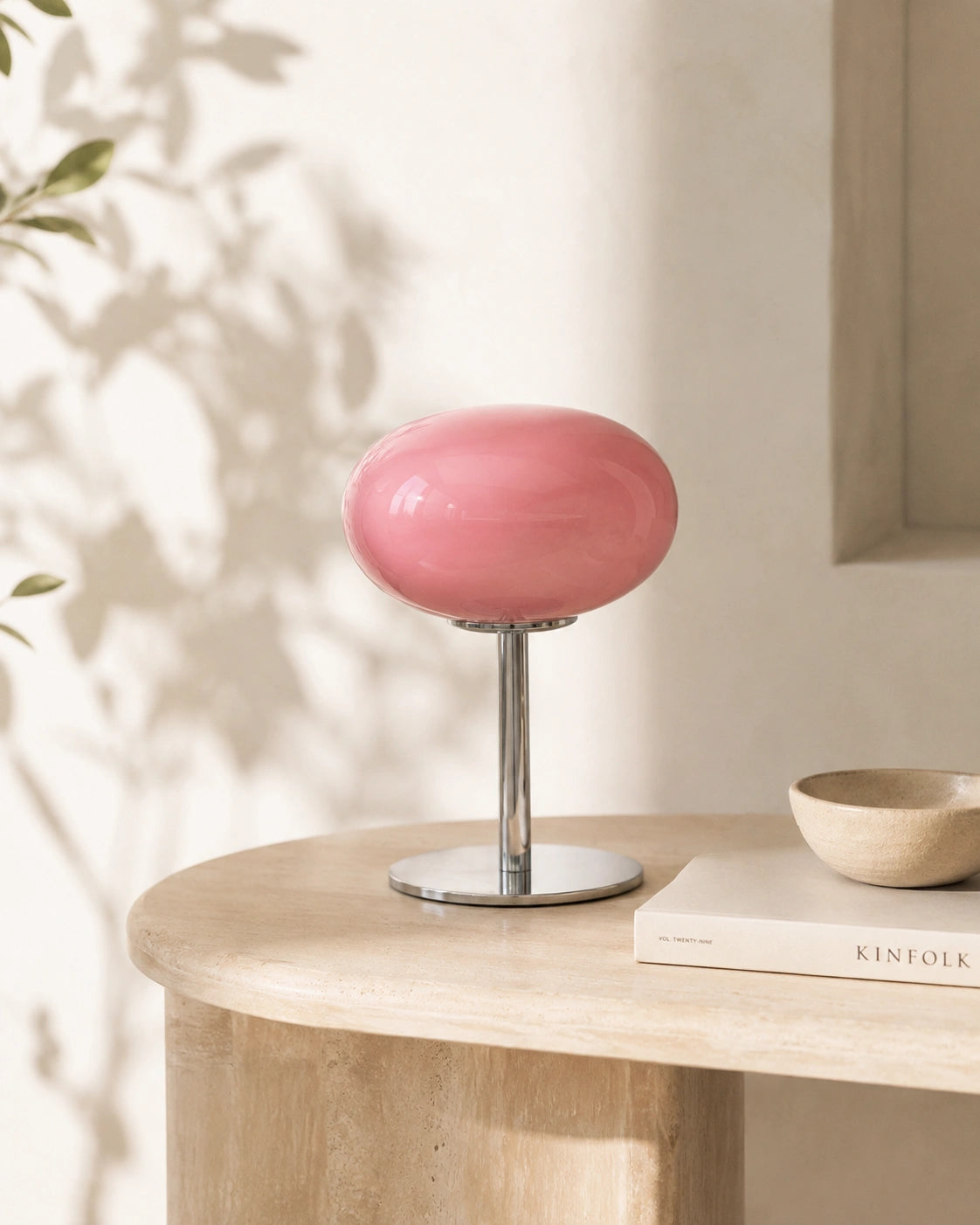 Lampe de chevet en verre rose retro