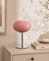 Lampe de chevet en verre rose retro