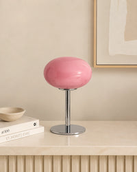 Lampe de chevet en verre rose retro