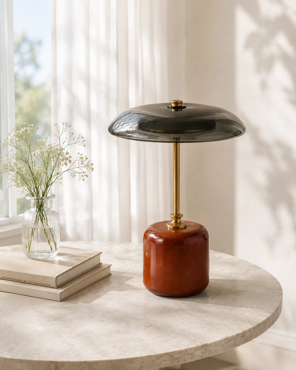 Lampe de chevet champignon noir amanite