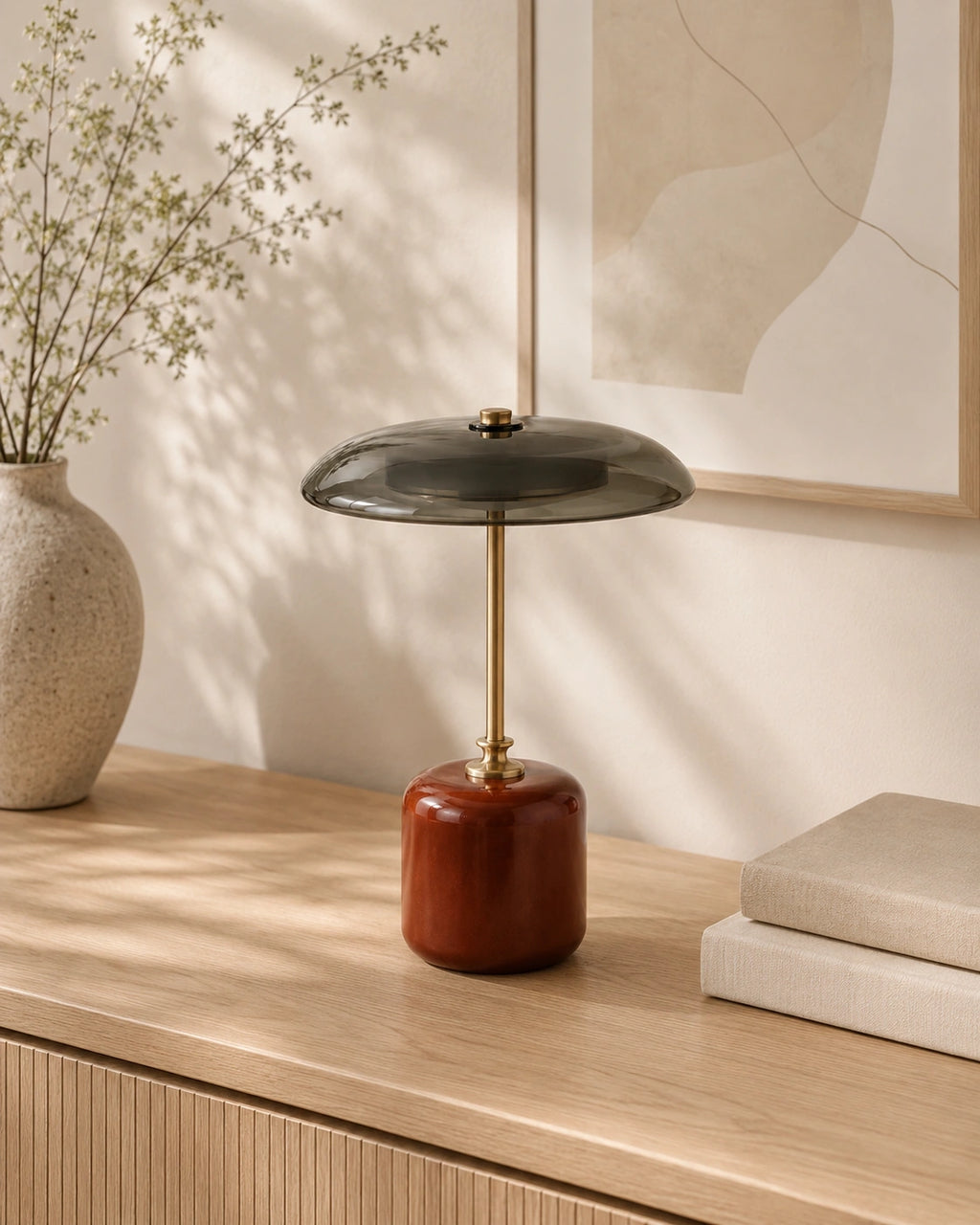 Lampe de chevet champignon noir amanite