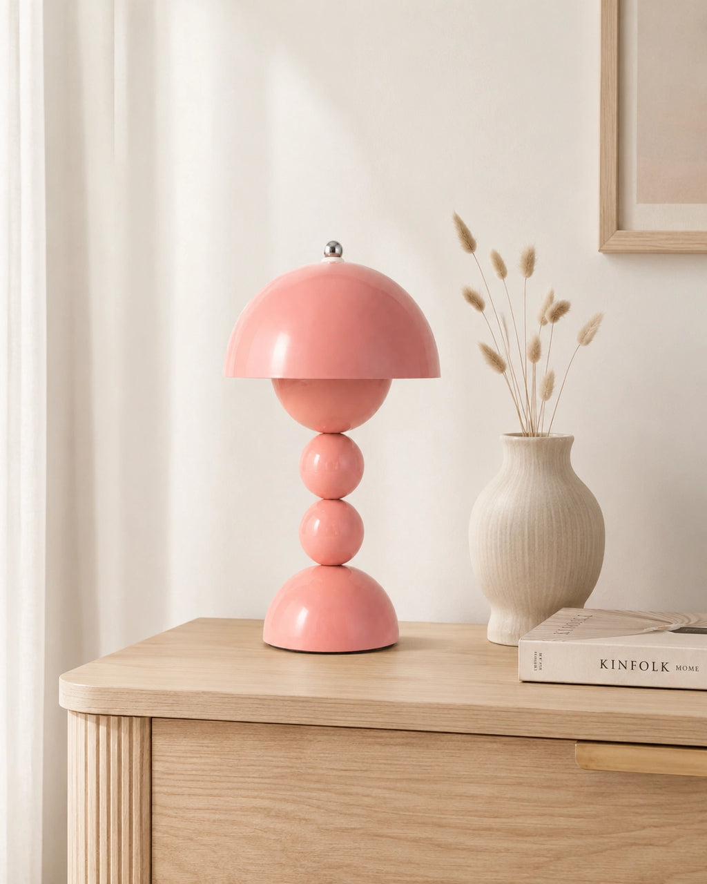 Lampe de chevet bubble champignon rose