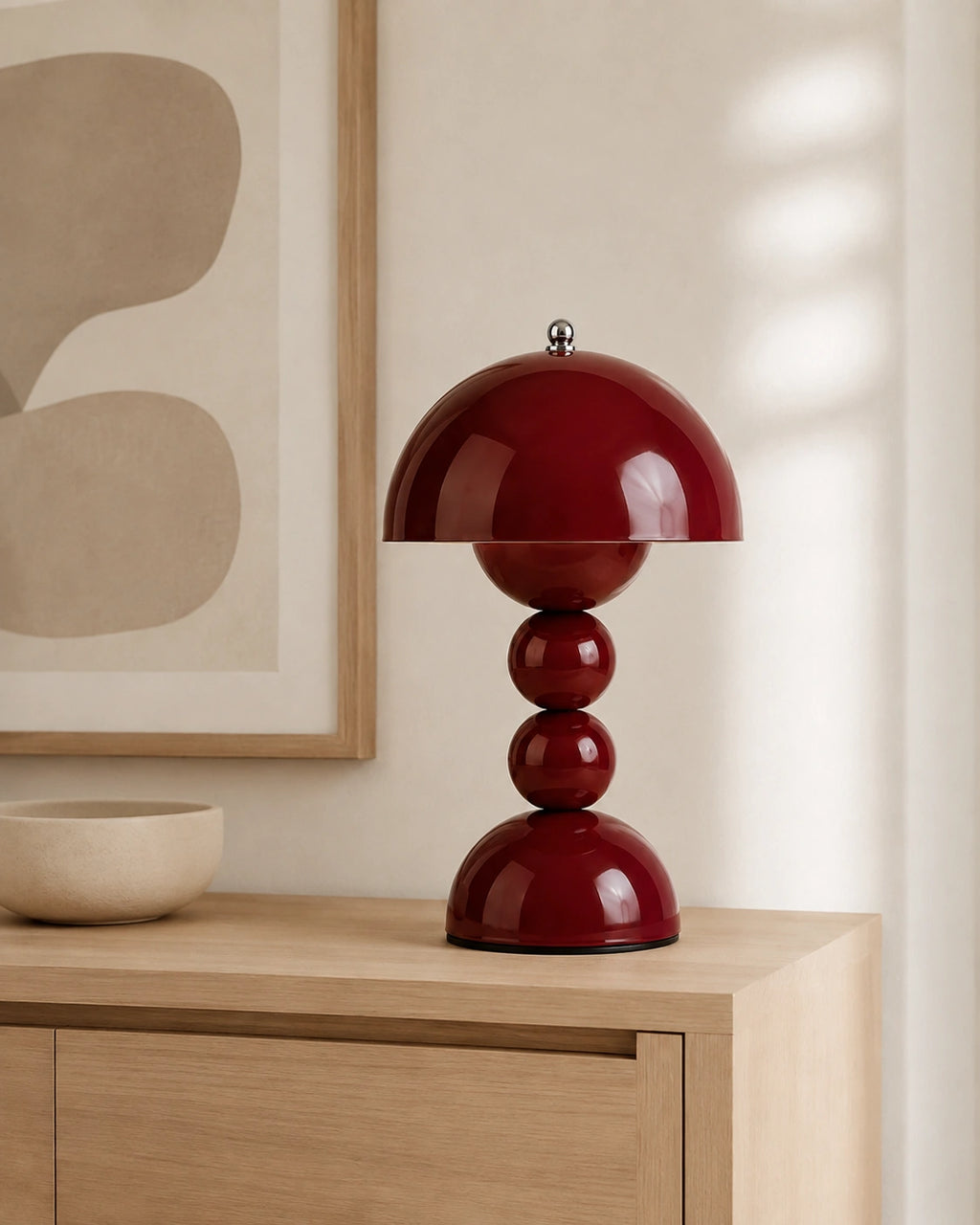 Lampe de chevet bubble champignon rouge