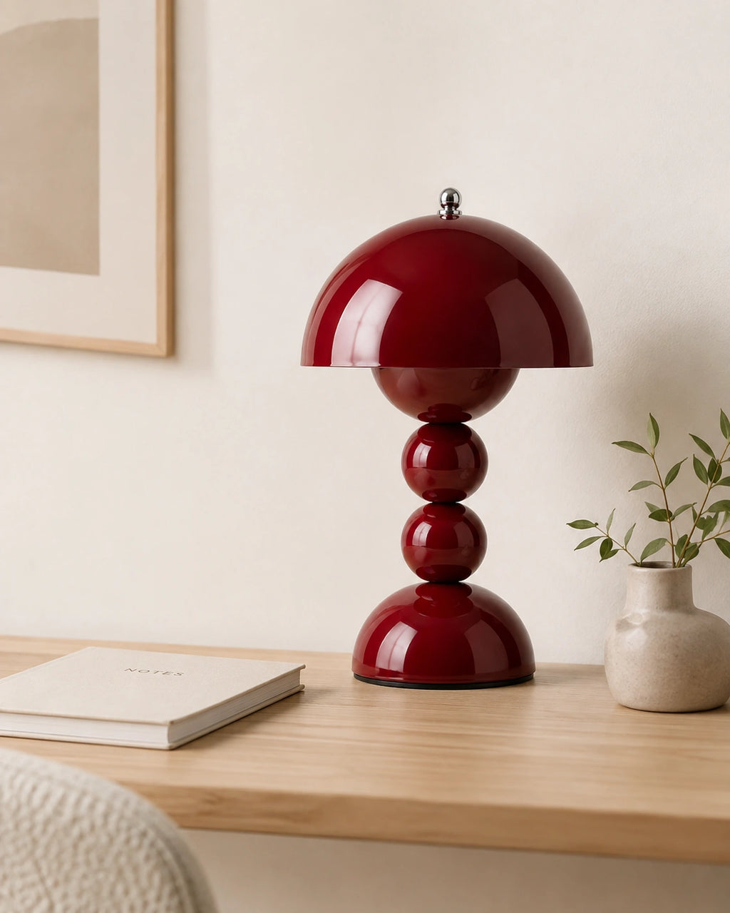Lampe de chevet bubble champignon rouge