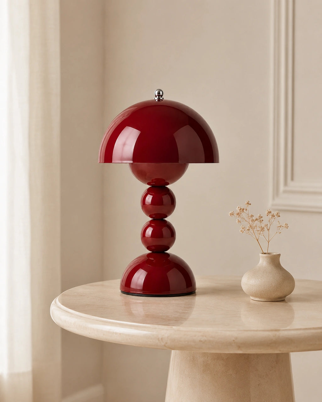 Lampe de chevet bubble champignon rouge
