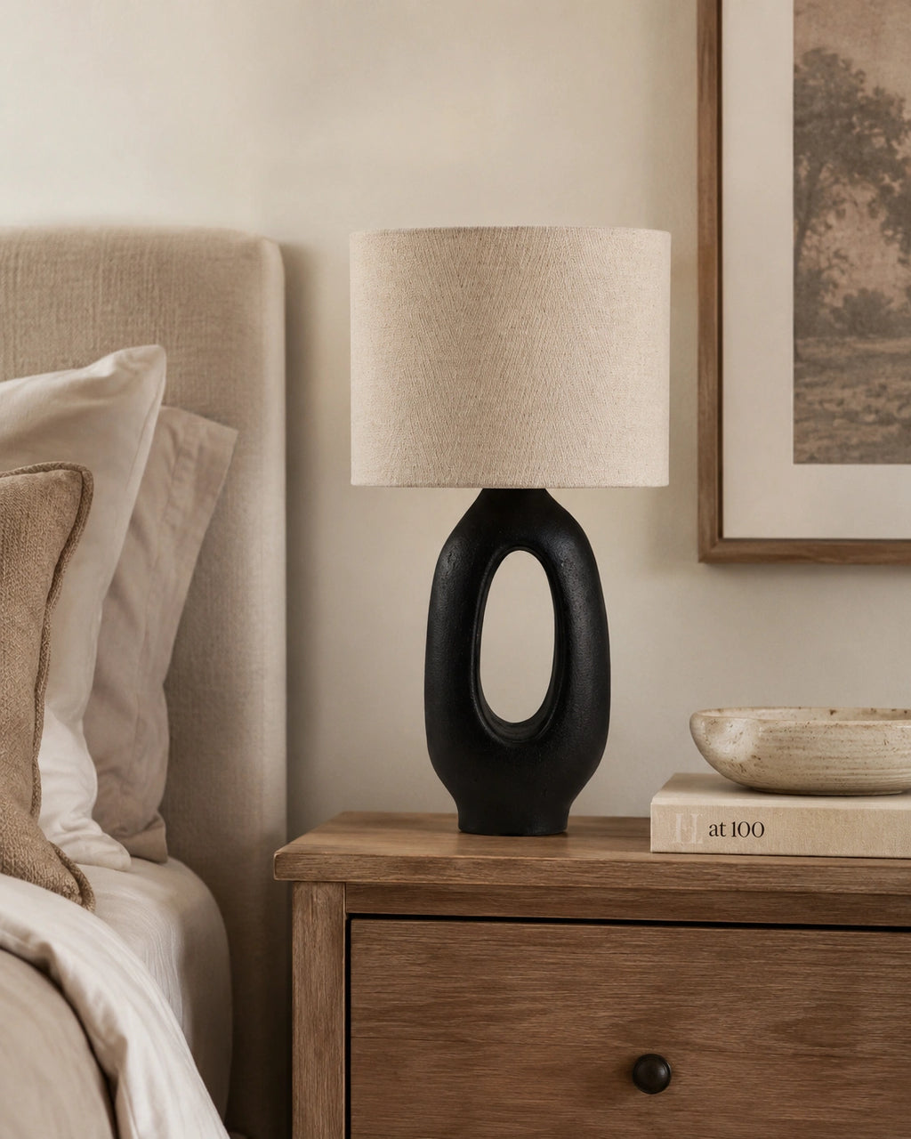 Lampe de chevet moderne noir ovale