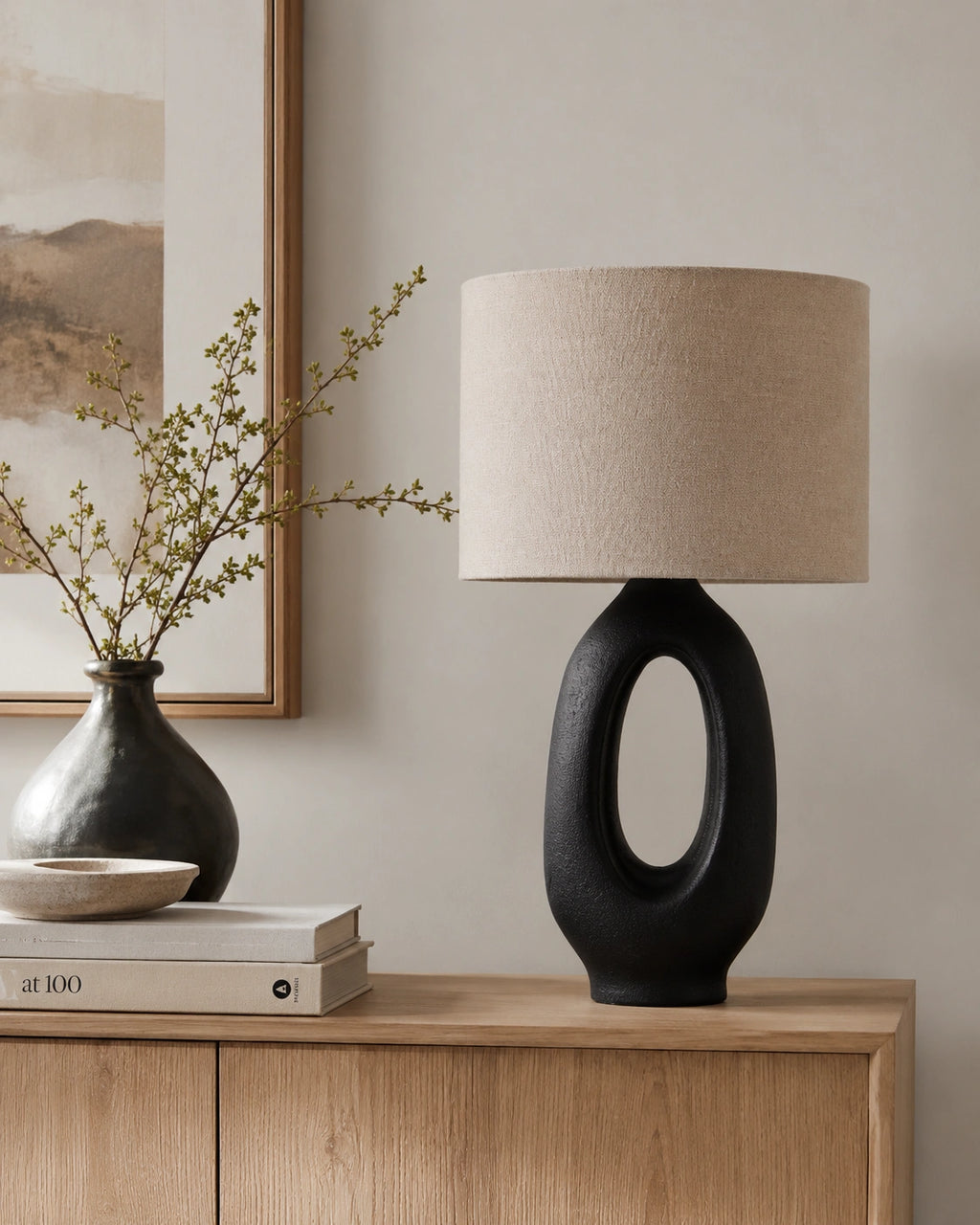 Lampe de chevet moderne noir ovale