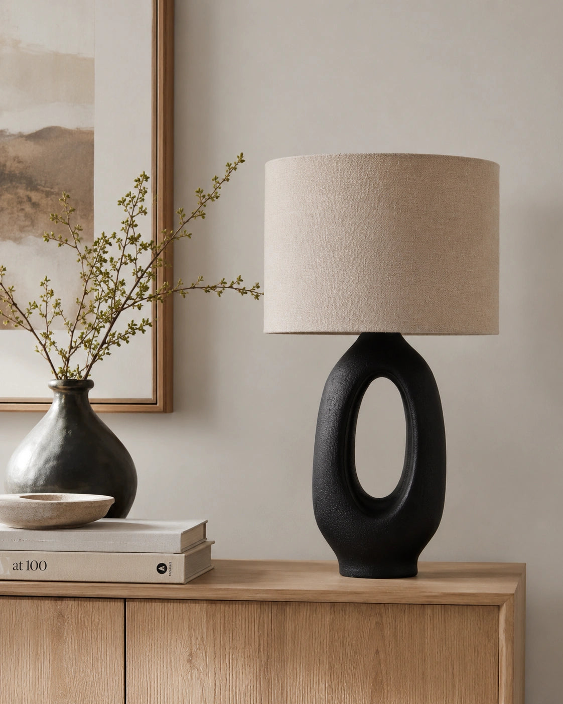 Lampe de chevet moderne noir ovale