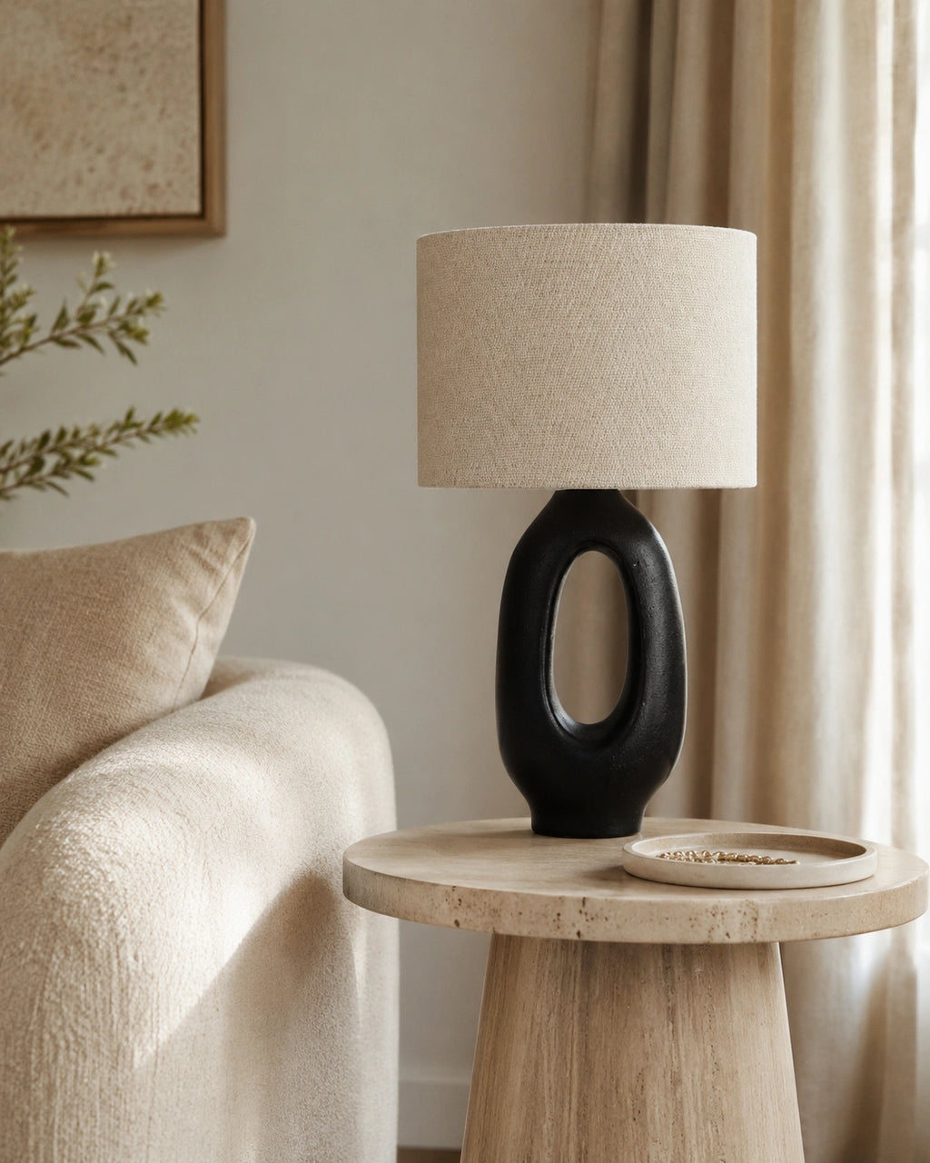 Lampe de chevet moderne noir ovale