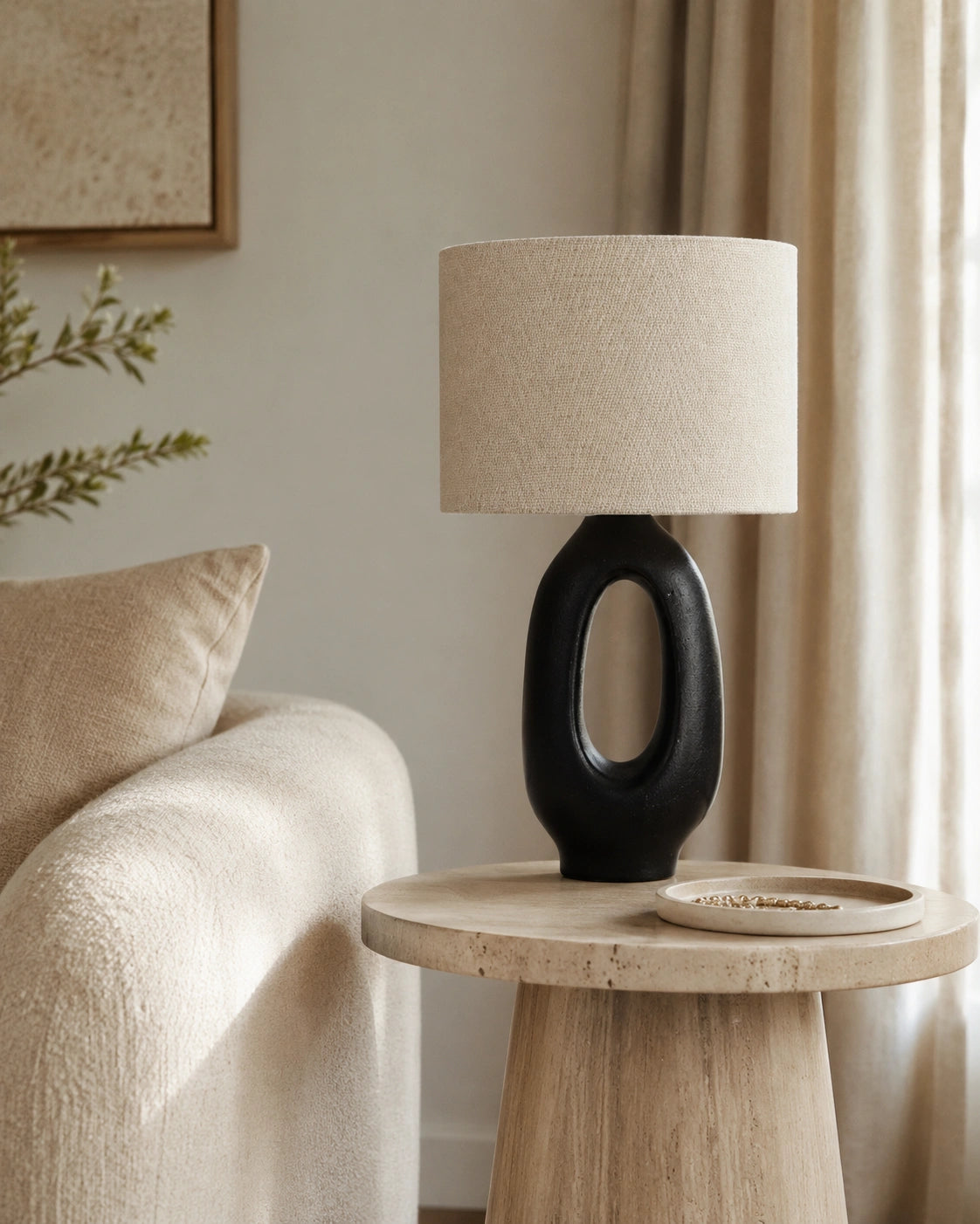 Lampe de chevet moderne noir ovale