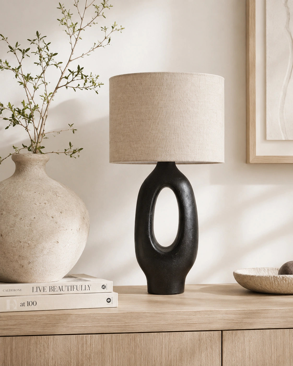 Lampe de chevet moderne noir ovale