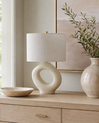 Lampe de chevet moderne arrondie beige