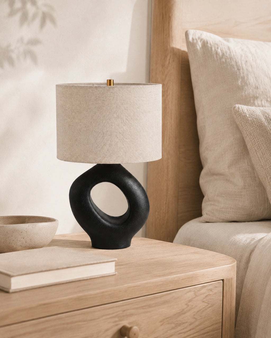 Lampe de chevet arrondie noir moderne