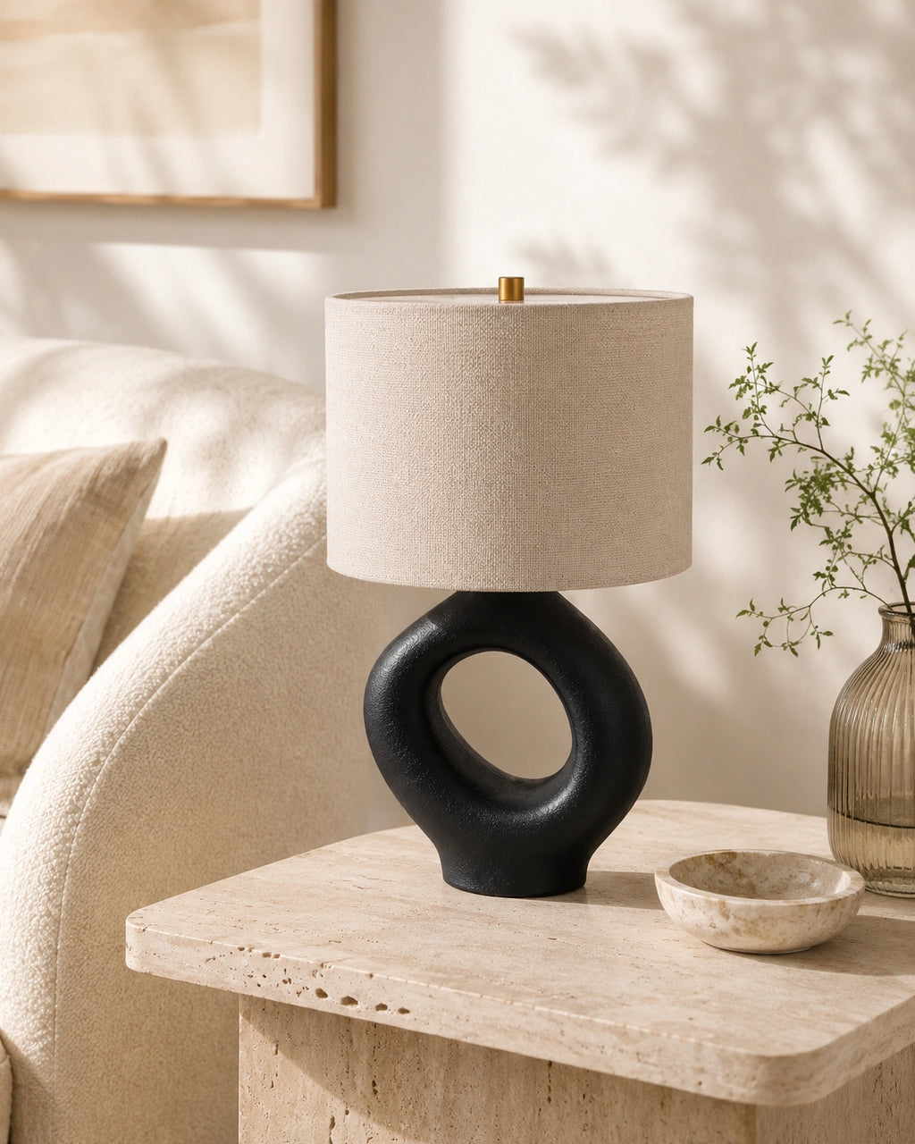 Lampe de chevet arrondie noir moderne