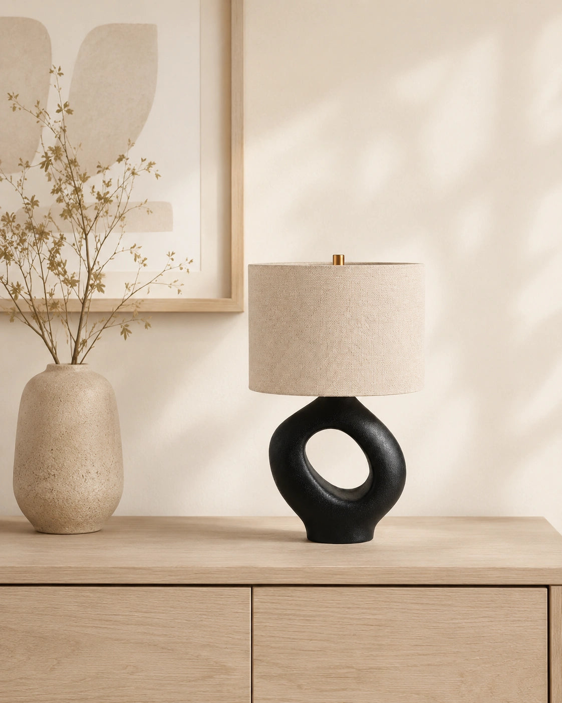 Lampe de chevet arrondie noir moderne