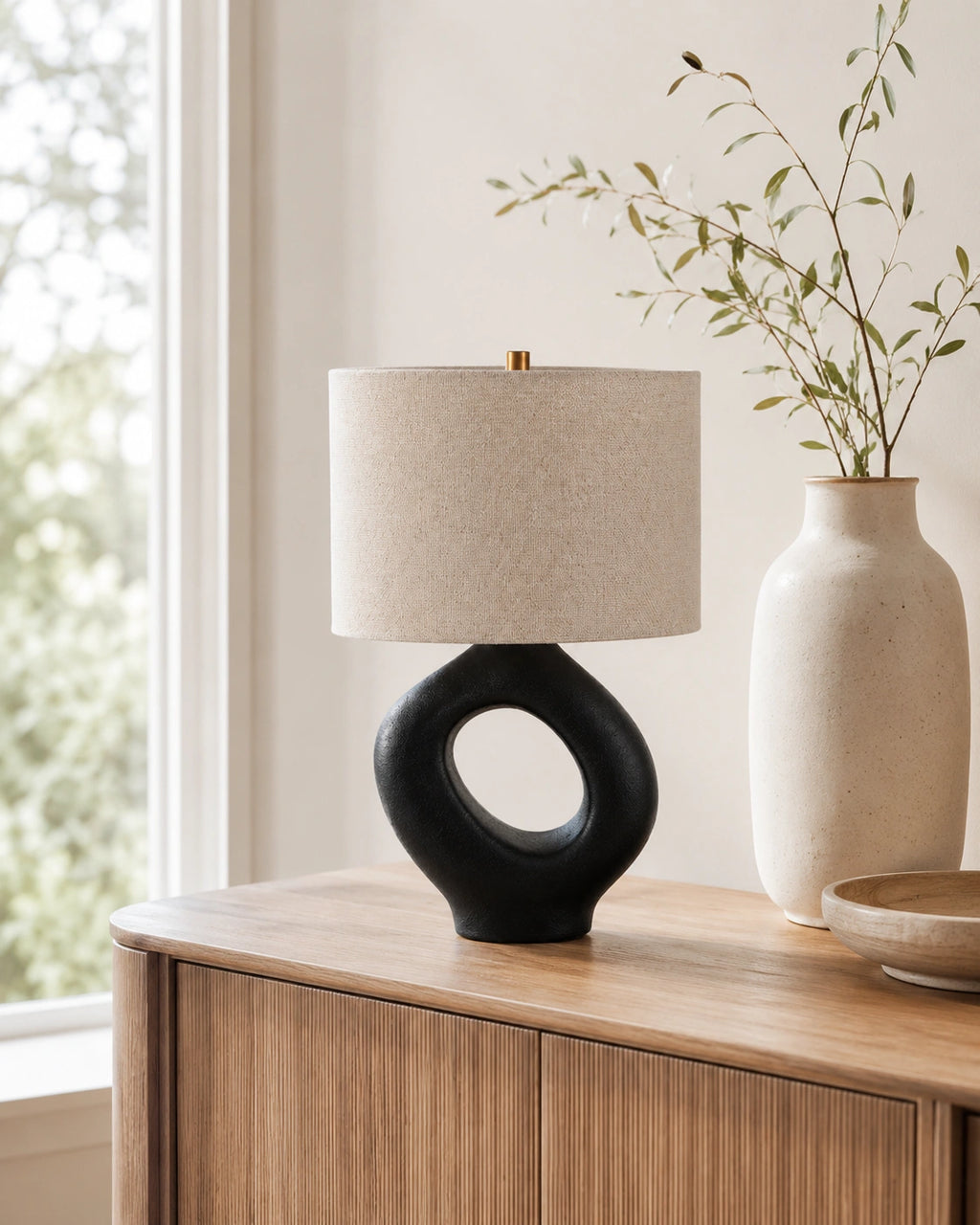 Lampe de chevet arrondie noir moderne