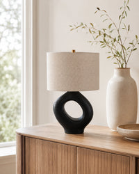 Lampe de chevet arrondie noir moderne