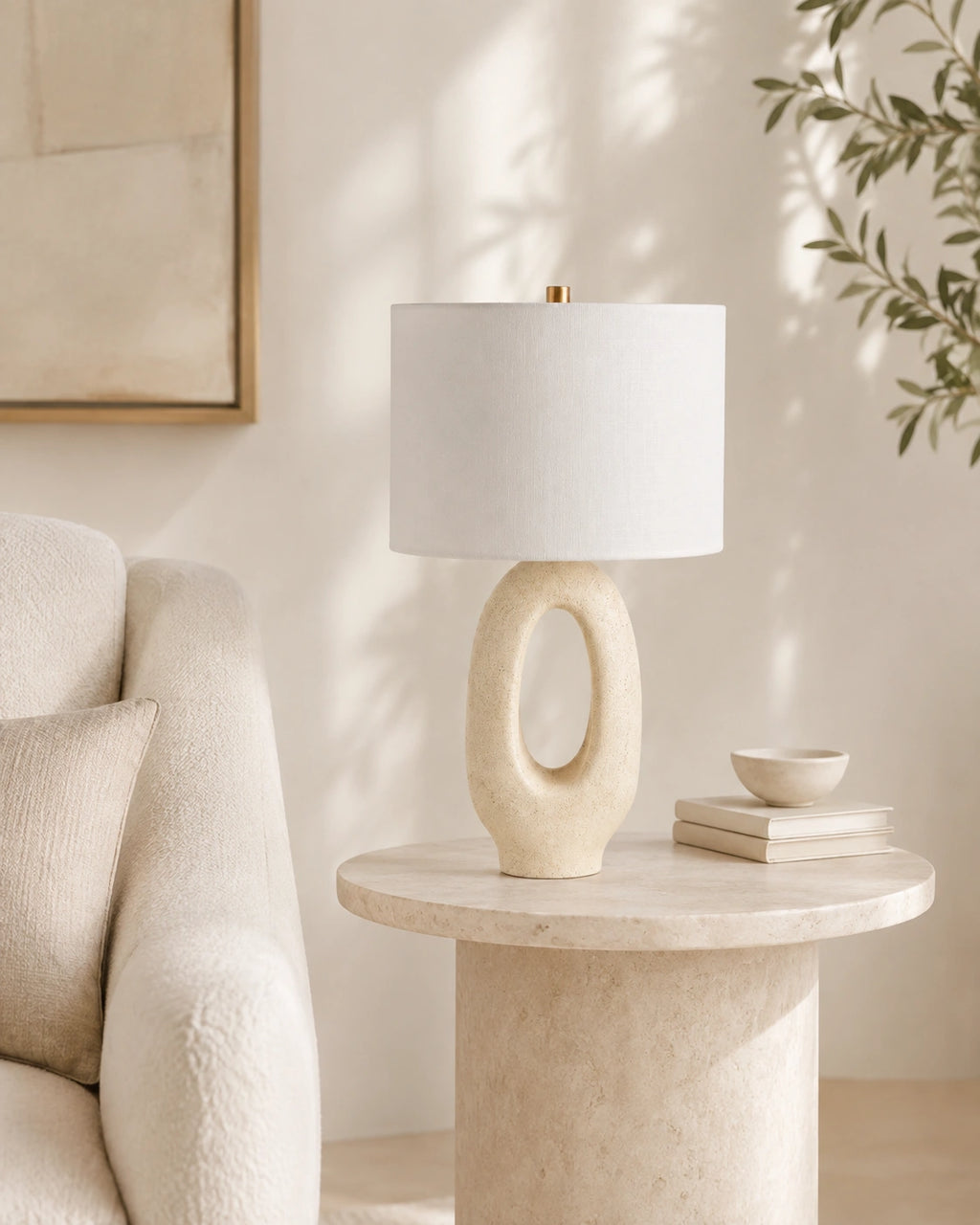 Lampe de chevet moderne ovale beige