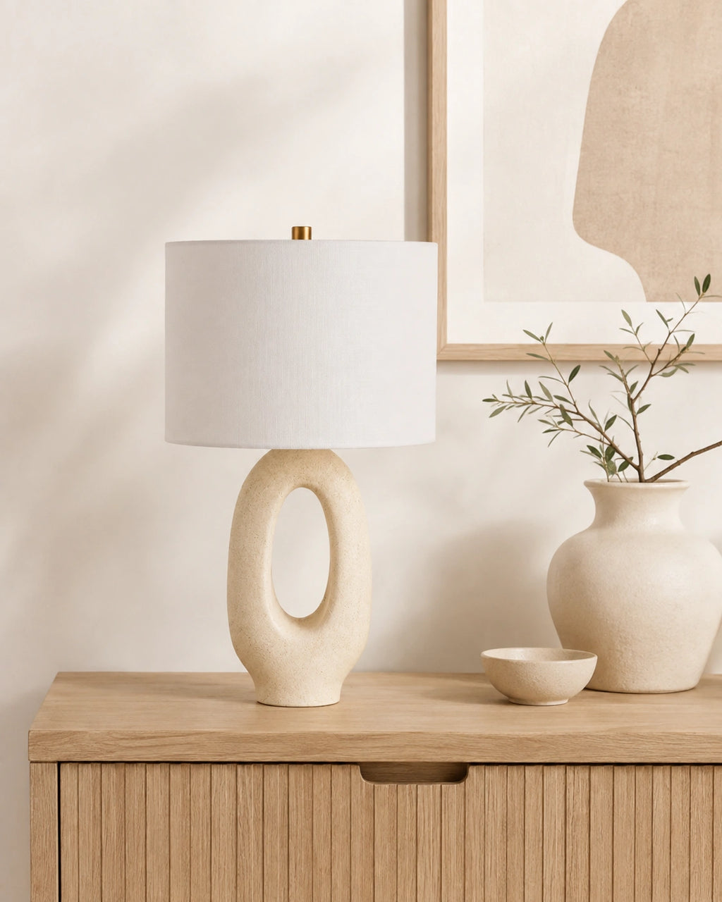 Lampe de chevet moderne ovale beige