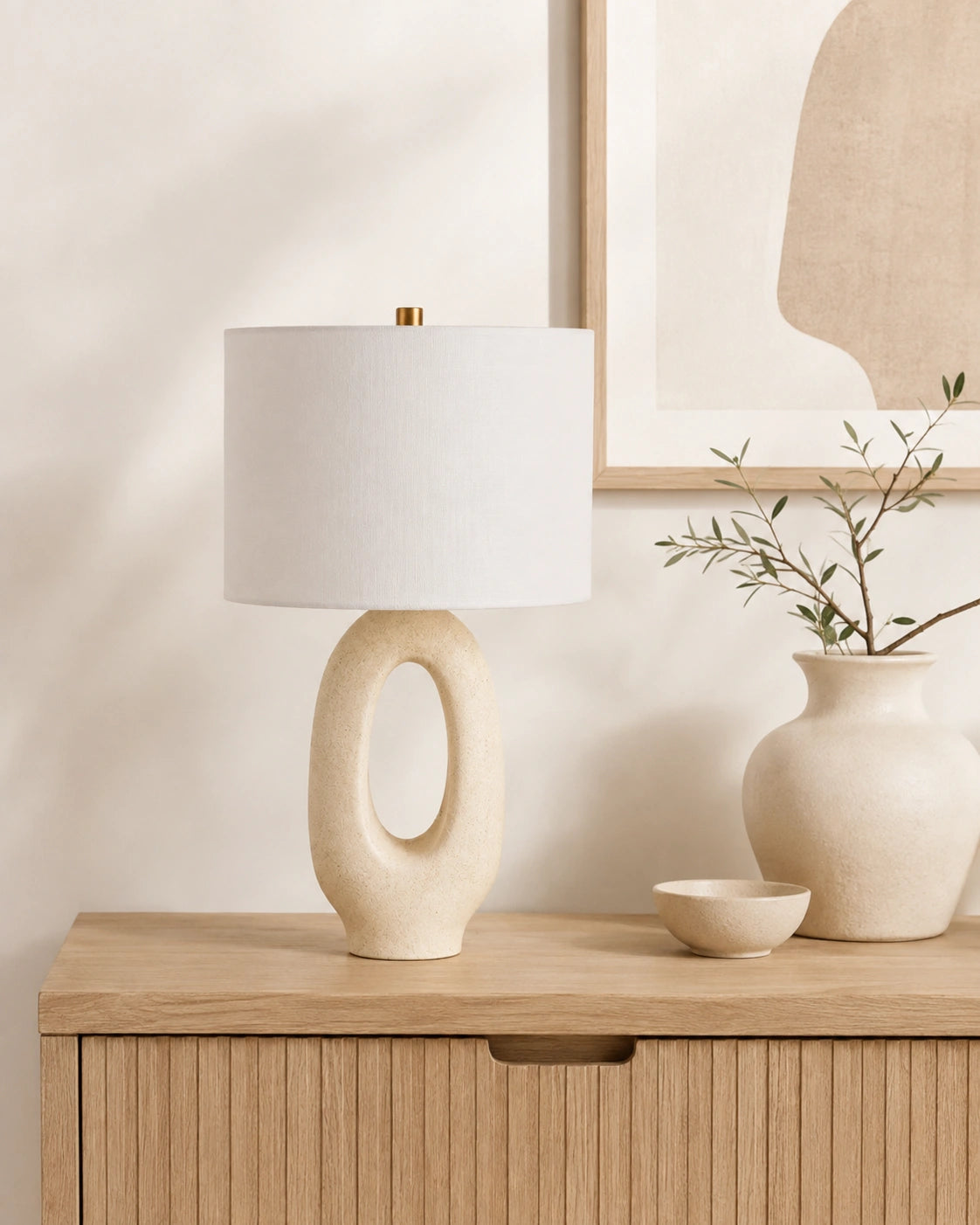 Lampe de chevet moderne ovale beige