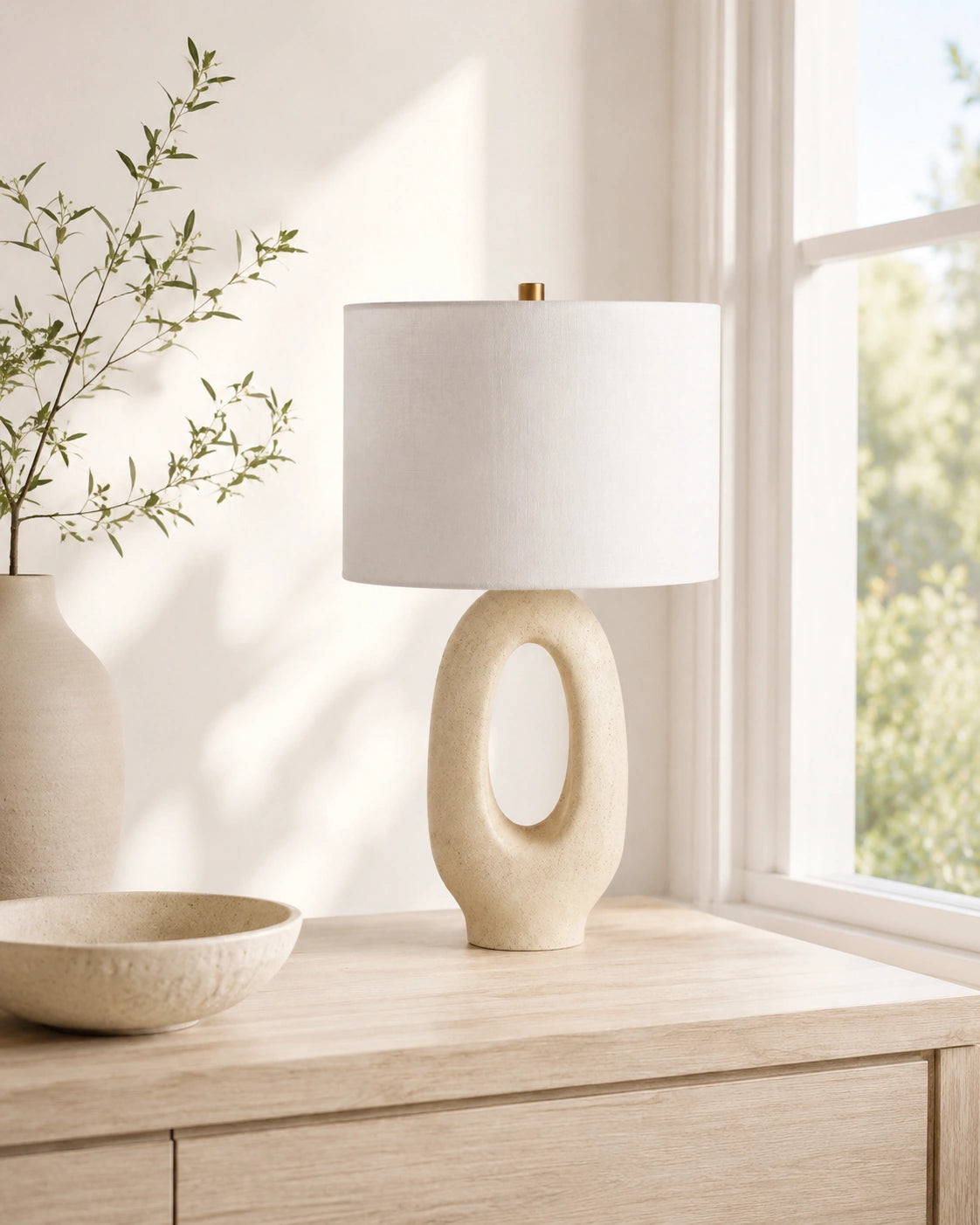 Lampe de chevet moderne ovale beige