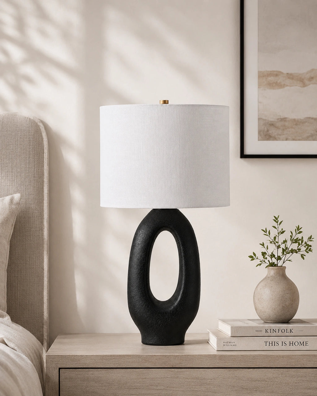 Lampe de chevet moderne ovale noire