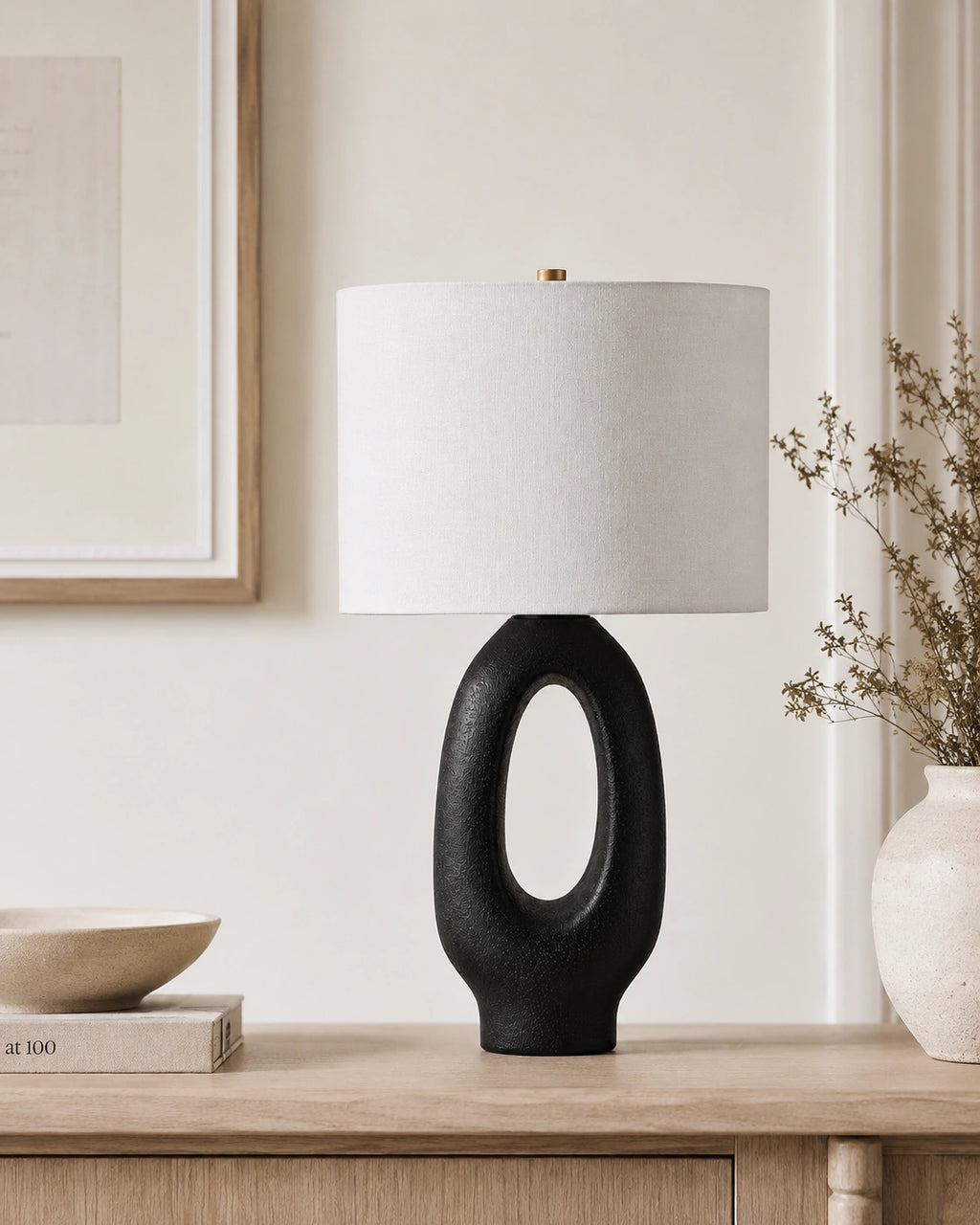 Lampe de chevet moderne ovale noire