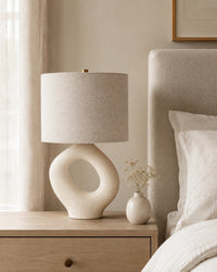 Lampe de chevet moderne beige arrondie