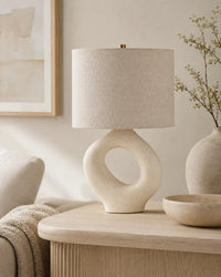 Lampe de chevet moderne beige arrondie