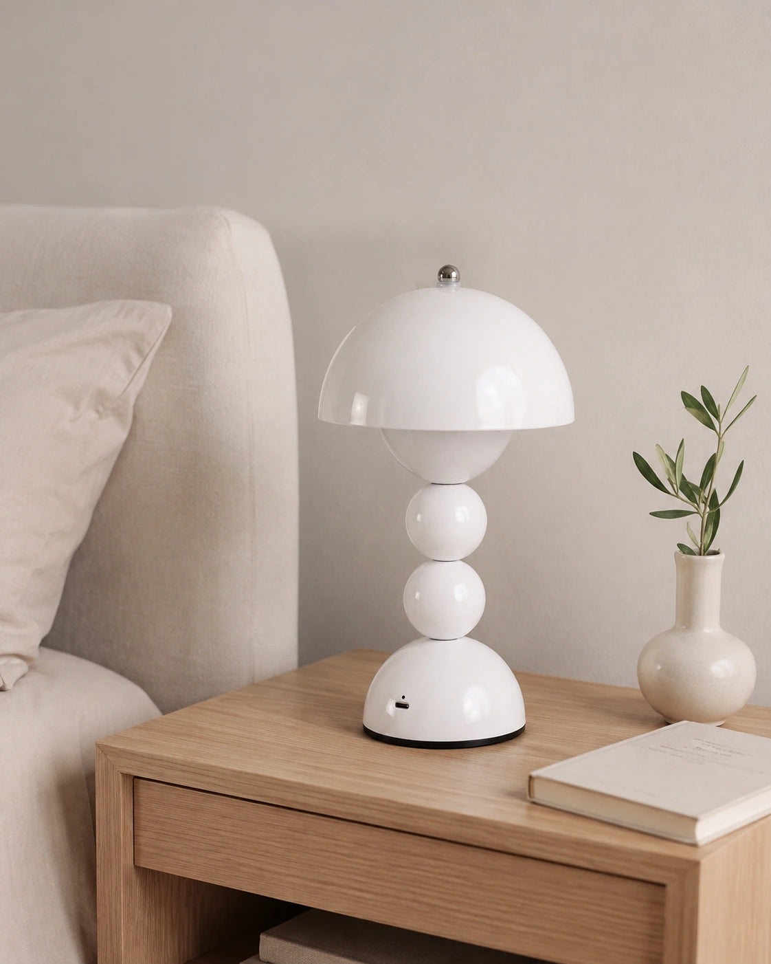 Lampe de chevet champignon bubble blanche