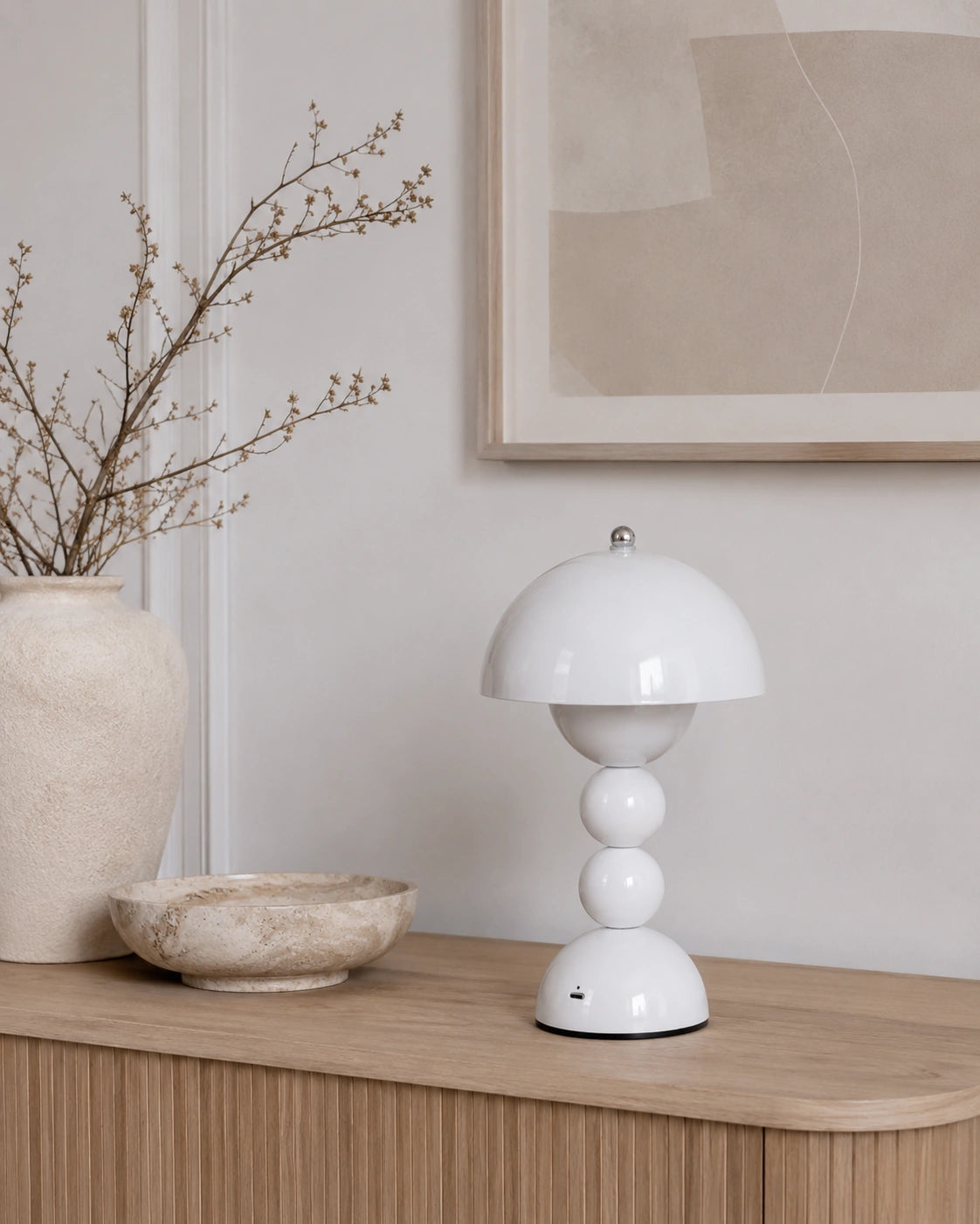 Lampe de chevet champignon bubble blanche