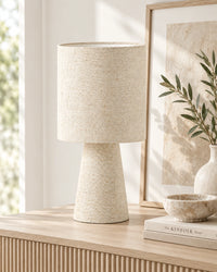 Lampe de chevet textile beige