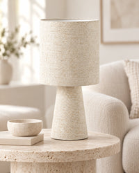Lampe de chevet textile beige
