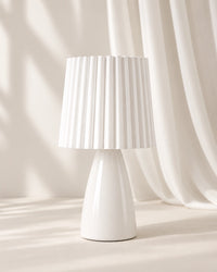 Lampe de chevet vintage plissée blanche