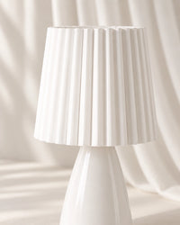 Lampe de chevet vintage plissée blanche