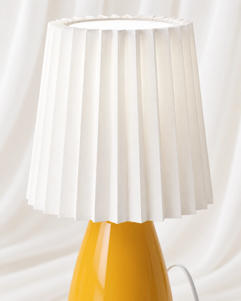 Lampe de chevet vintage plissée orange et blanche