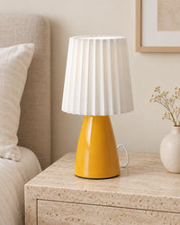 Lampe de chevet vintage plissée orange et blanche