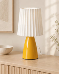 Lampe de chevet vintage plissée orange et blanche