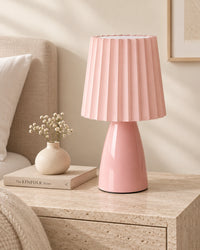 Lampe de chevet vintage plissée rose