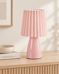 Lampe de chevet vintage plissée rose