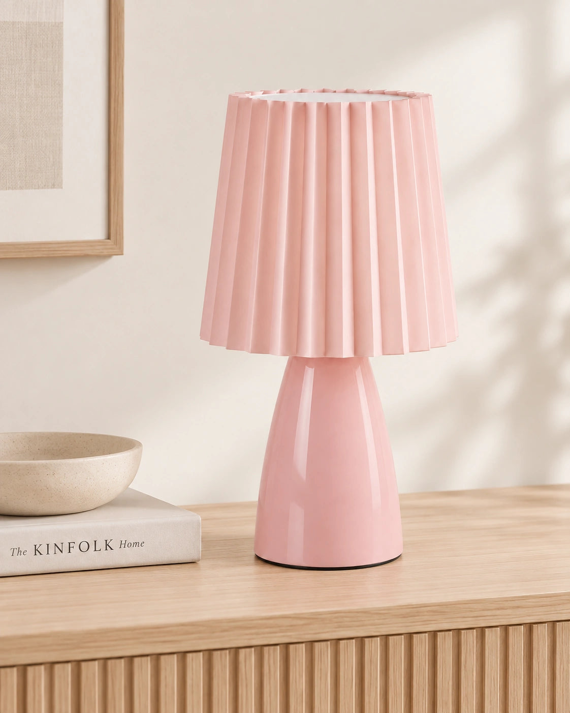 Lampe de chevet vintage plissée rose