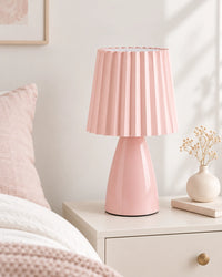 Lampe de chevet vintage plissée rose