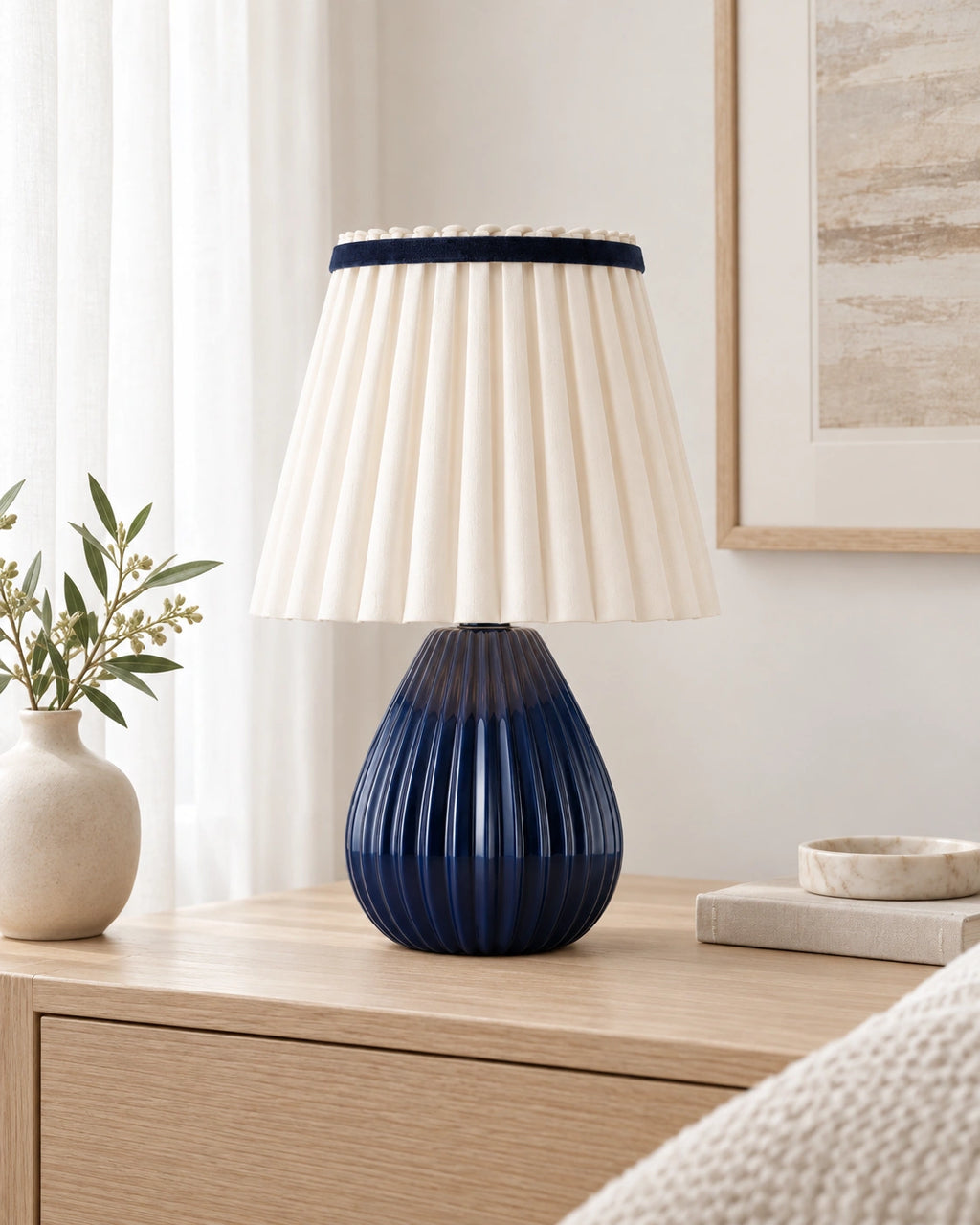 Lampe de chevet vintage bleu arrondie