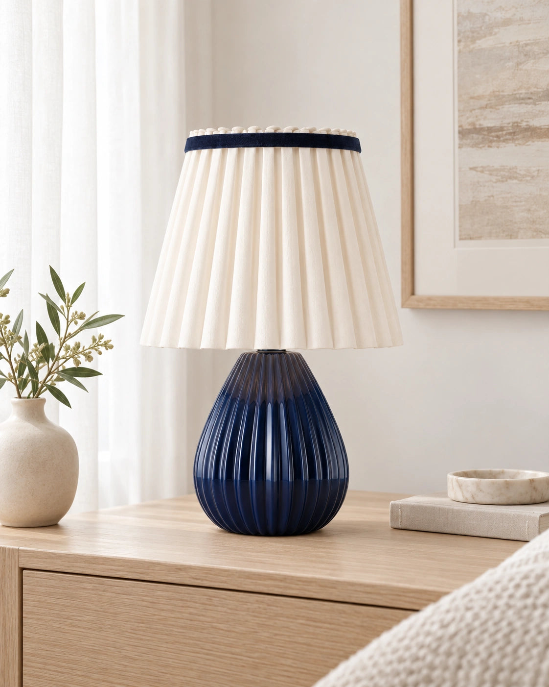 Lampe de chevet vintage bleu arrondie