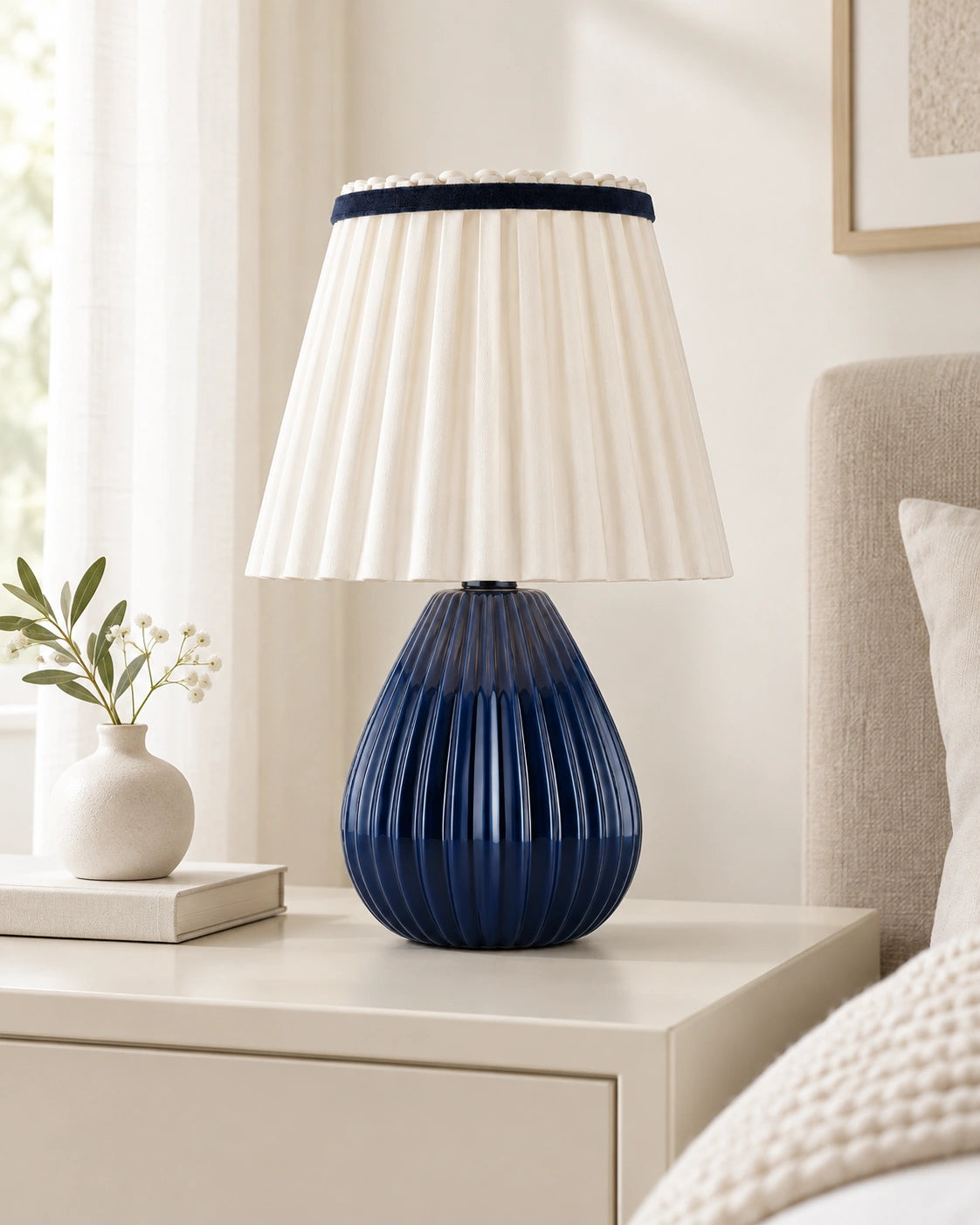 Lampe de chevet vintage bleu arrondie