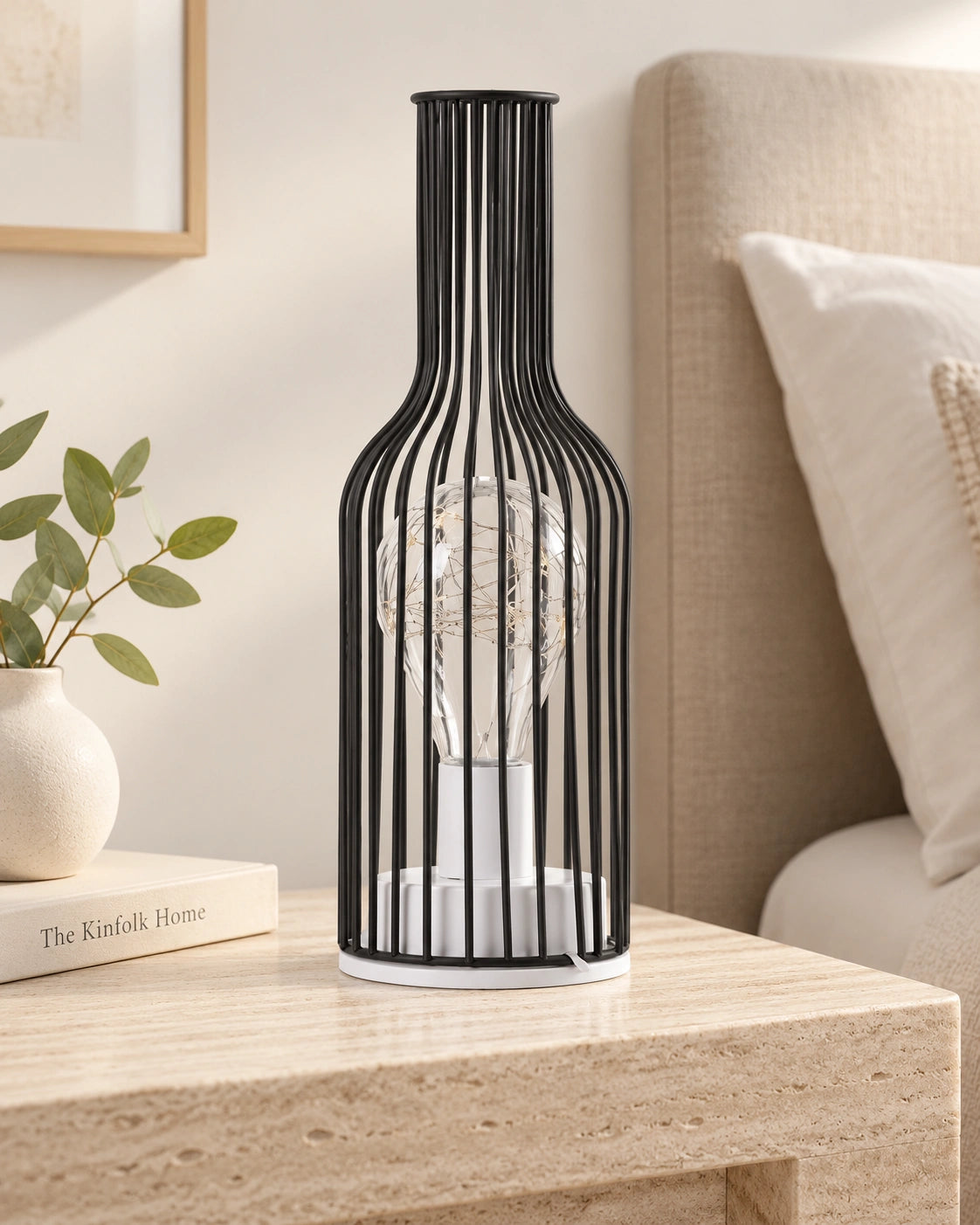 Lampe de chevet en métal noir bouteille
