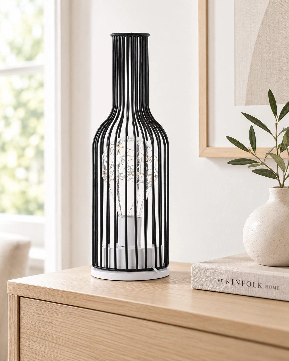 Lampe de chevet en métal noir bouteille